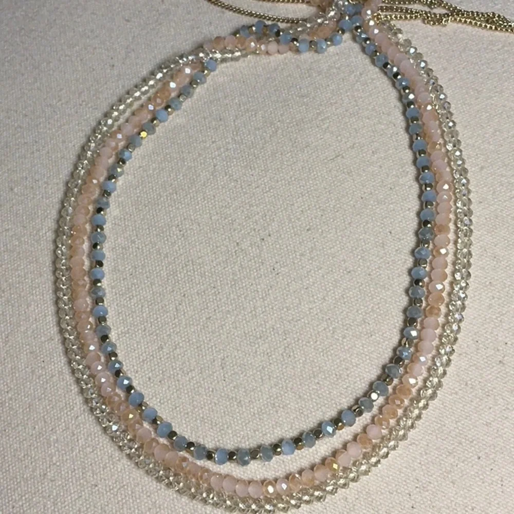 Talbots Multi-Strand Gold Tone Faceted Crystal Necklace 30.5” EUC - Picture 3 of 6